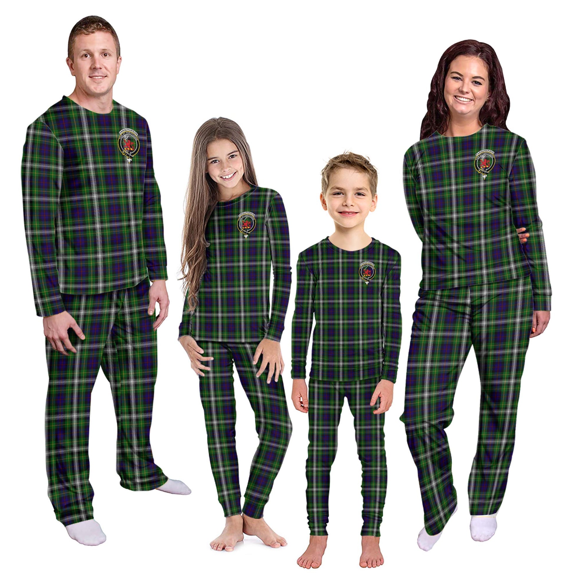 Farquharson Dress Tartan Pajamas Family Set with Family Crest Kid - Tartan Vibes Clothing