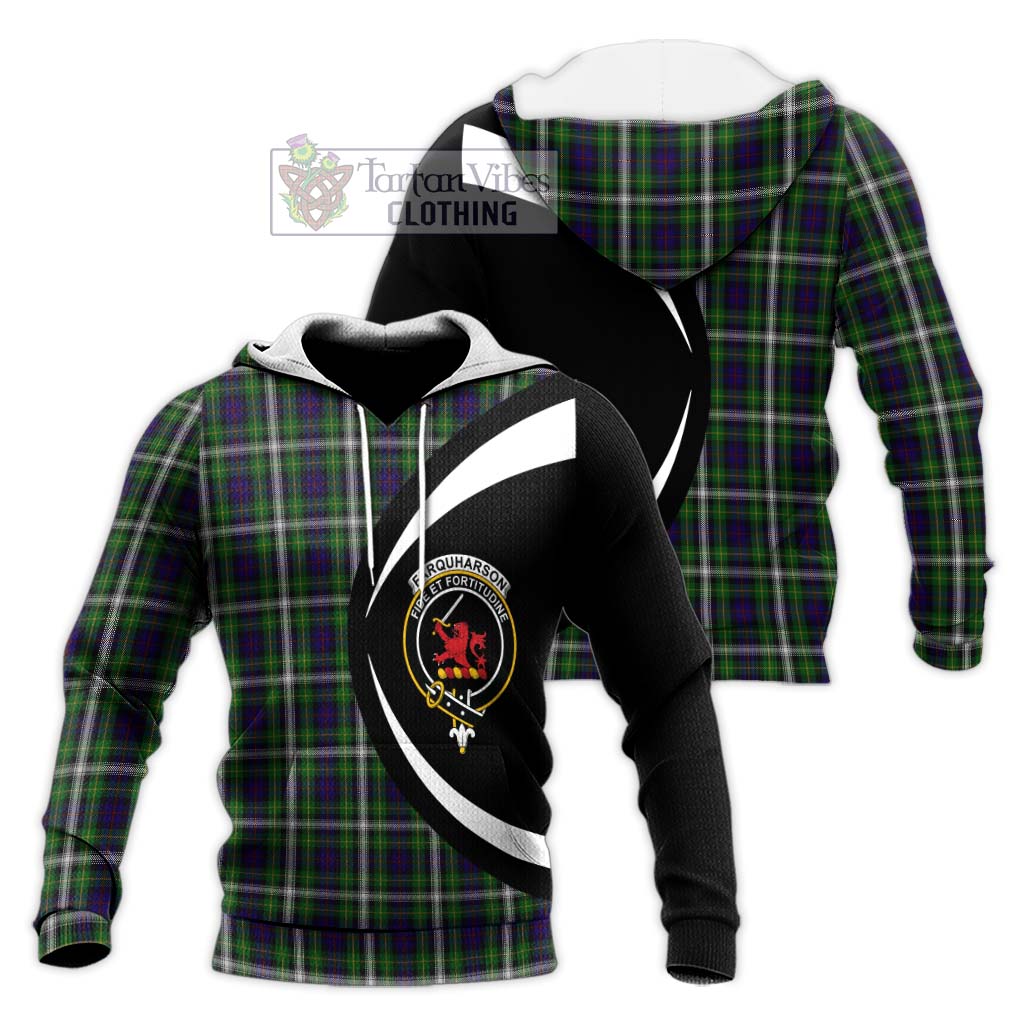 Tartan Vibes Clothing Farquharson Dress Tartan Knitted Hoodie with Family Crest Circle Style