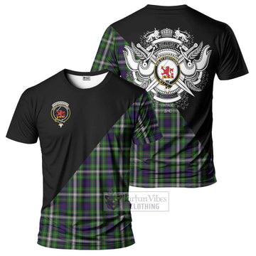 Farquharson Dress Tartan T-Shirt with Family Crest and Military Logo Style