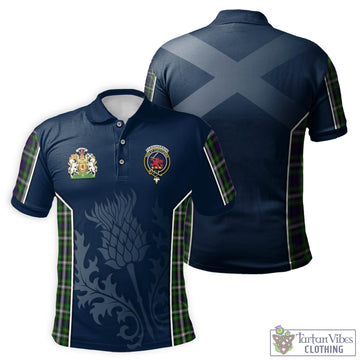 Farquharson Dress Tartan Men's Polo Shirt with Family Crest and Scottish Thistle Vibes Sport Style