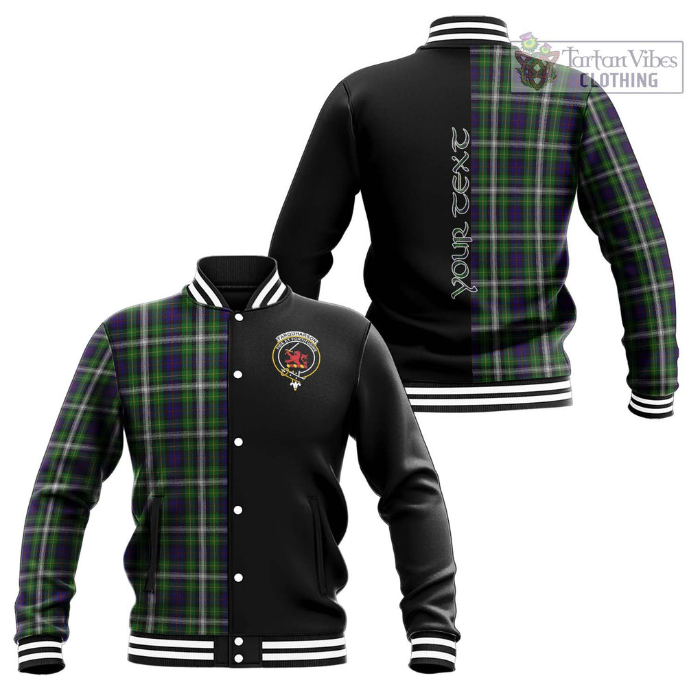 Farquharson Dress Tartan Baseball Jacket with Family Crest and Half Of Me Style Unisex - Tartanvibesclothing Shop