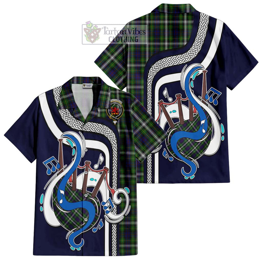 Farquharson Dress Tartan Short Sleeve Button Shirt with Epic Bagpipe Style Kid - Tartanvibesclothing Shop