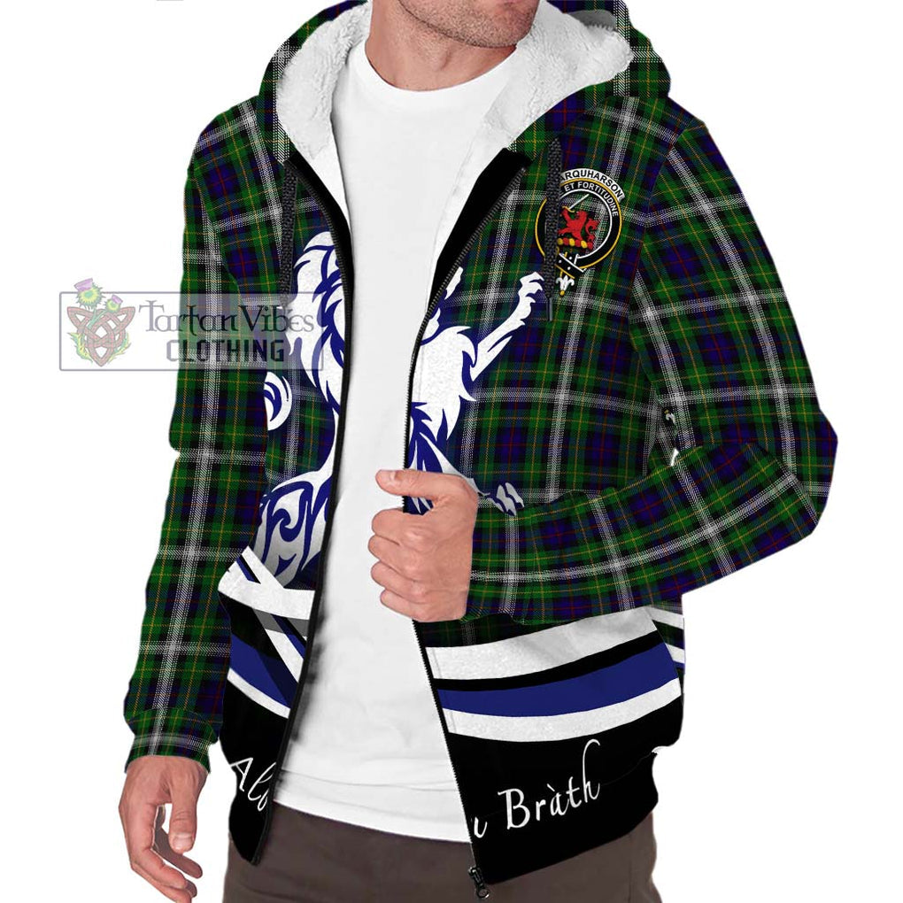 Farquharson Dress Tartan Sherpa Hoodie with Alba Gu Brath Regal Lion Emblem Unisex S - Tartanvibesclothing Shop