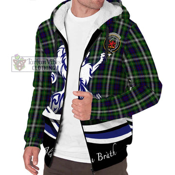 Farquharson Dress Tartan Sherpa Hoodie with Alba Gu Brath Regal Lion Emblem