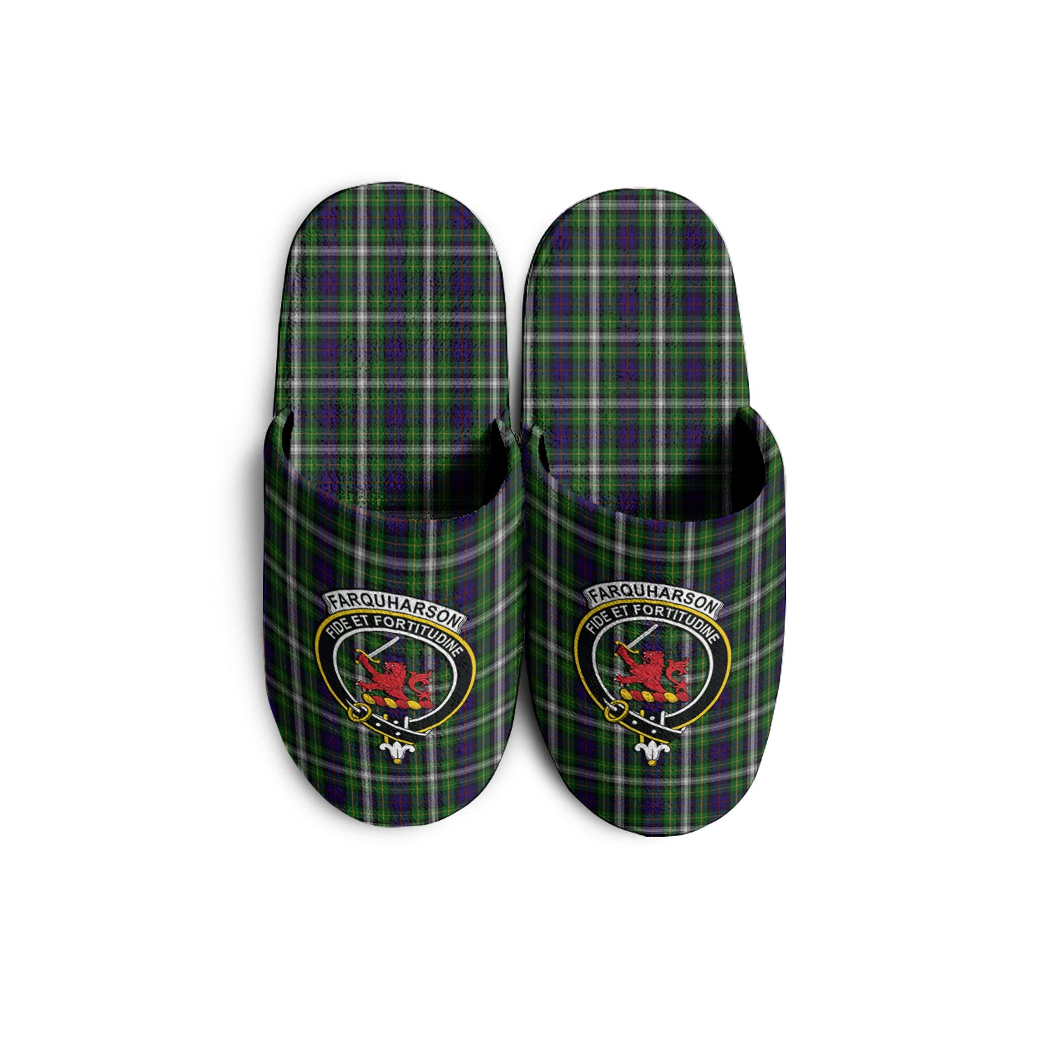 Farquharson Dress Tartan Home Slippers with Family Crest - Tartanvibesclothing