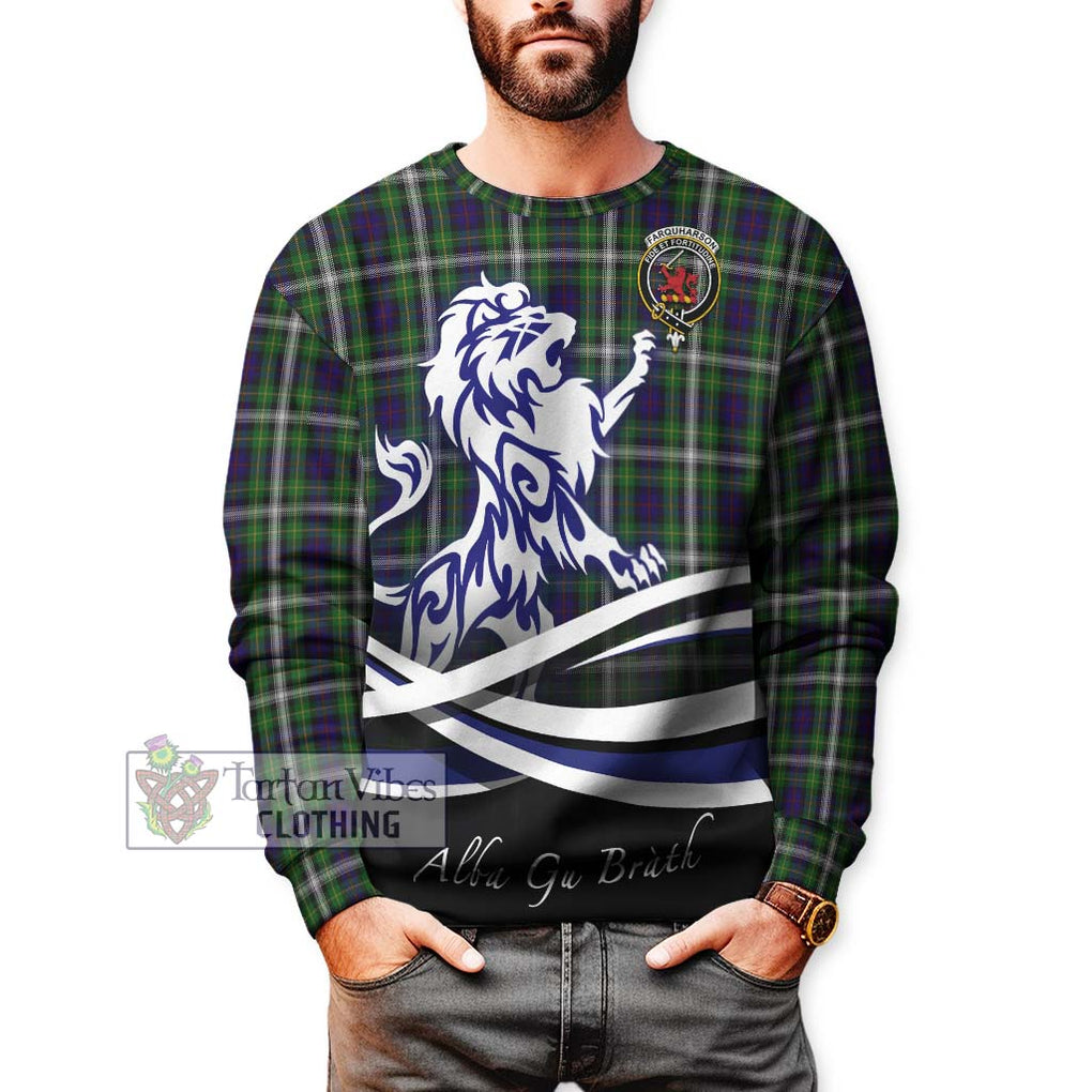 Farquharson Dress Tartan Sweatshirt with Alba Gu Brath Regal Lion Emblem Unisex - Tartanvibesclothing Shop