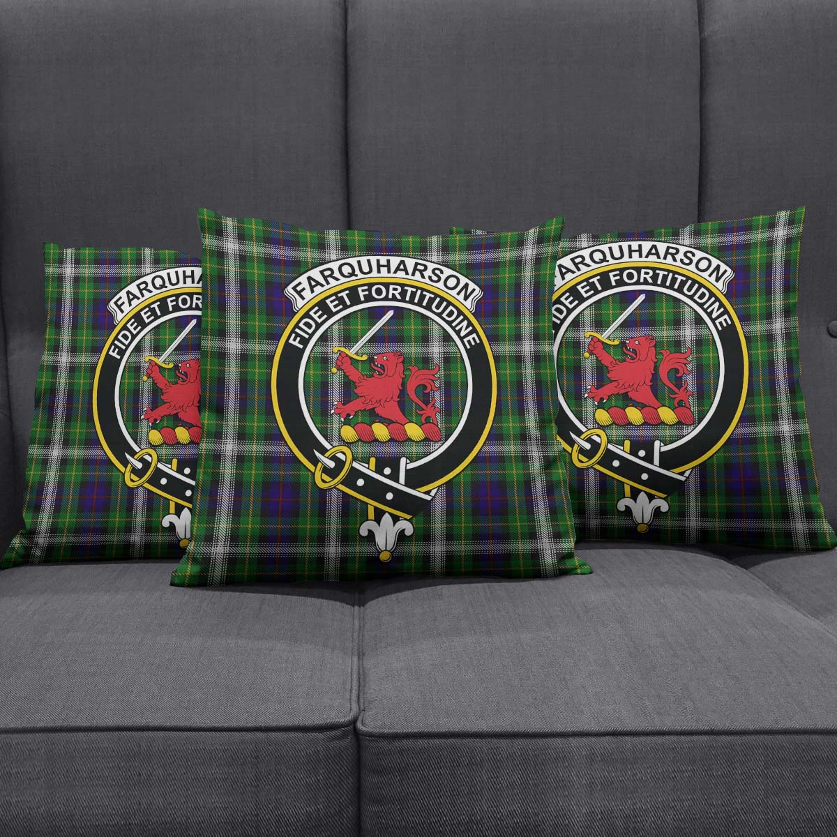 Farquharson Dress Tartan Pillow Cover with Family Crest Square Pillow Cover - Tartanvibesclothing