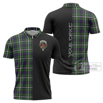 Farquharson Dress Tartan Zipper Polo Shirt with Family Crest and Half Of Me Style