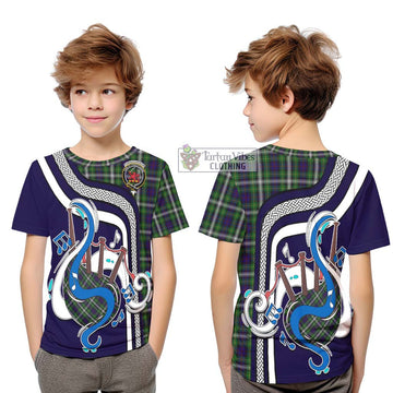 Farquharson Dress Tartan Kid T-Shirt with Epic Bagpipe Style