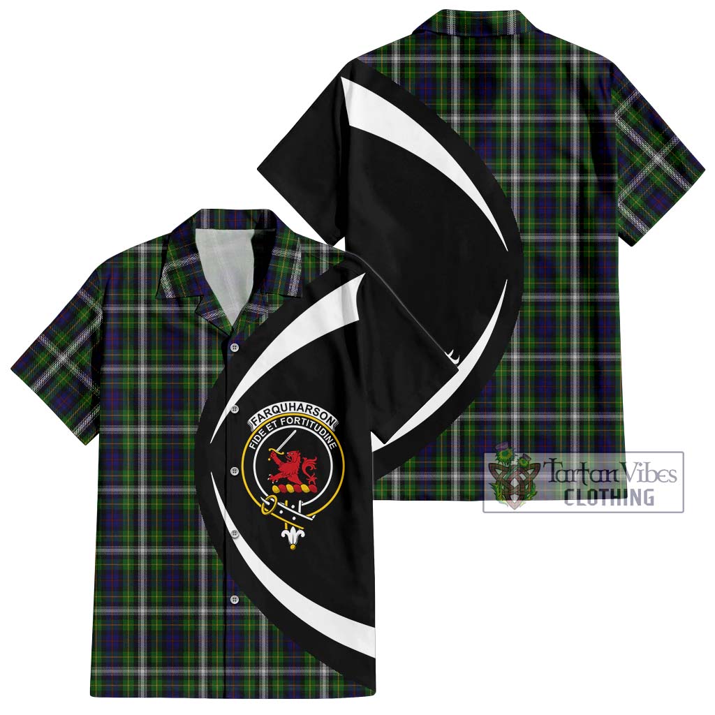 Farquharson Dress Tartan Short Sleeve Button Up with Family Crest Circle Style Kid - Tartan Vibes Clothing