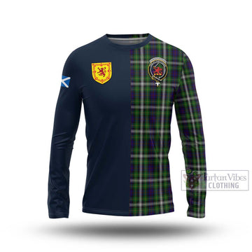 Farquharson Dress Tartan Long Sleeve T-Shirt Alba with Scottish Lion Royal Arm Half Style