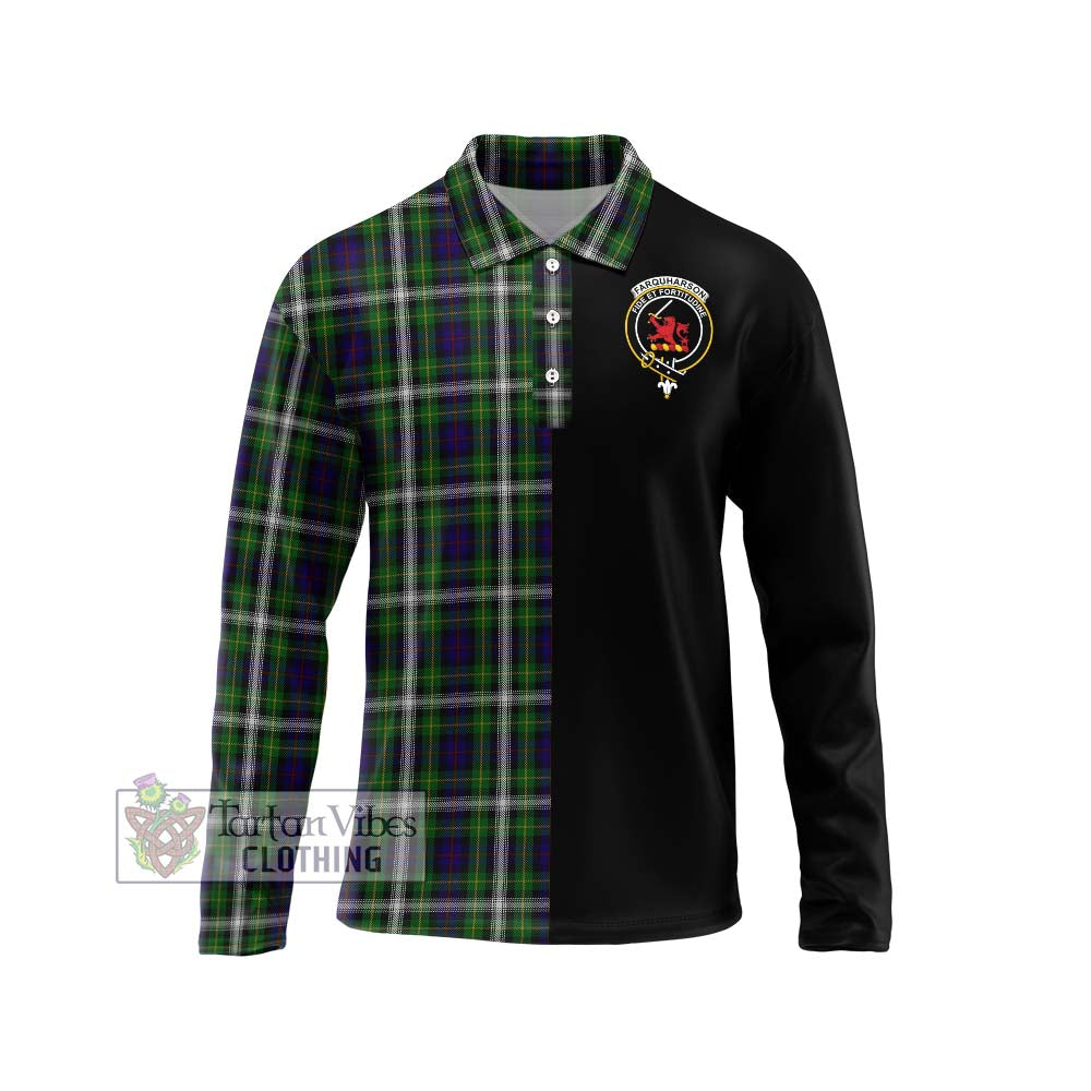 Farquharson Dress Tartan Long Sleeve Polo Shirt with Family Crest and Half Of Me Style Unisex - Tartanvibesclothing Shop