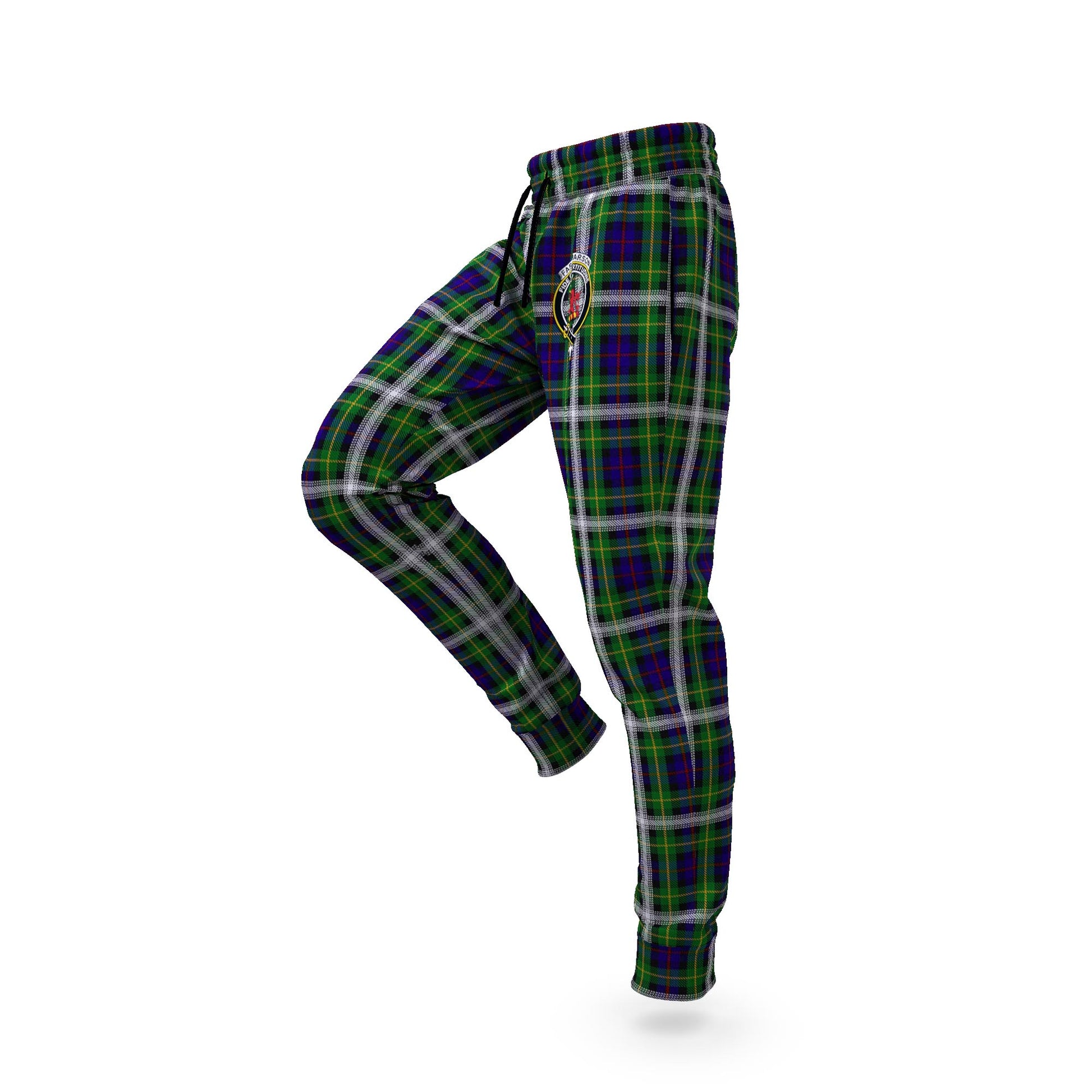 Farquharson Dress Tartan Joggers Pants with Family Crest S - Tartan Vibes Clothing