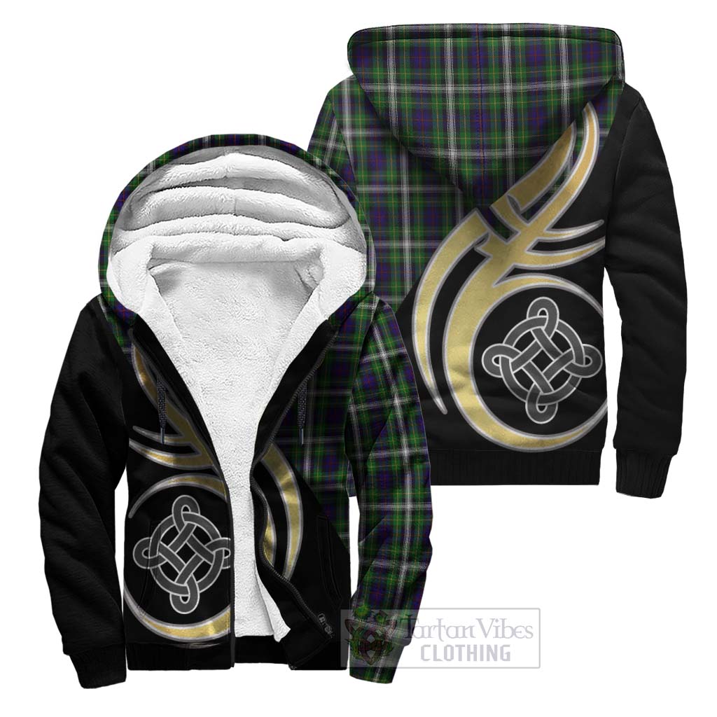 Farquharson Dress Tartan Sherpa Hoodie with Family Crest and Celtic Symbol Style Unisex S - Tartan Vibes Clothing