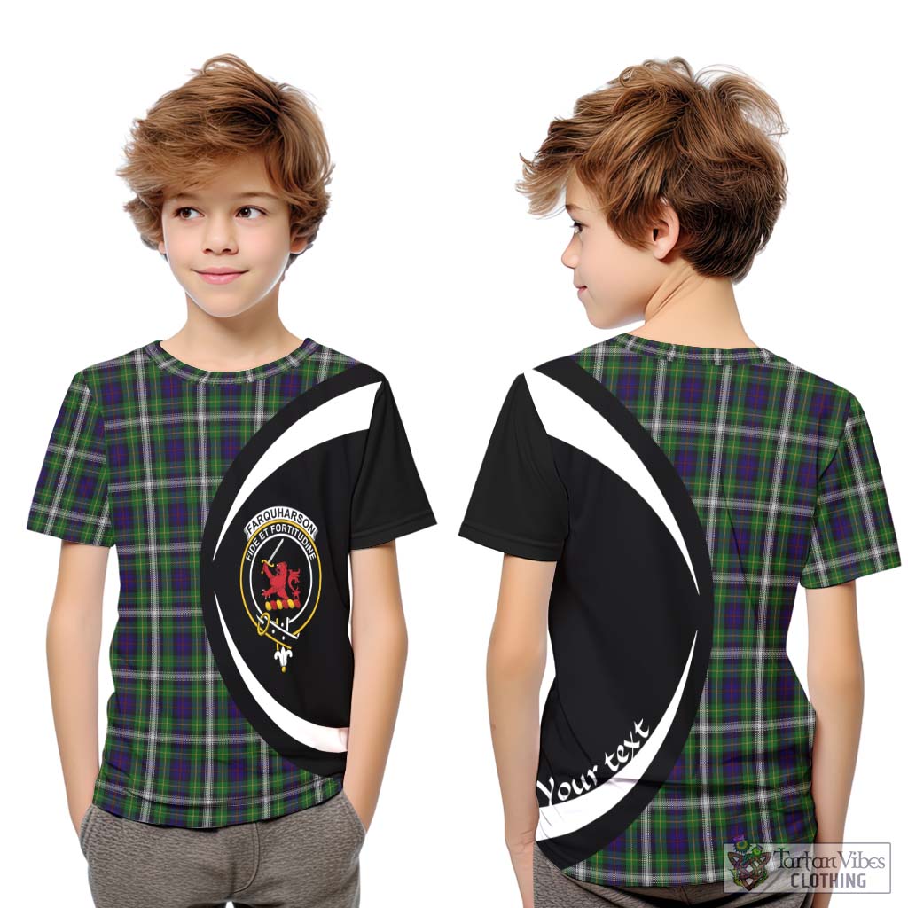 Farquharson Dress Tartan Kid T-Shirt with Family Crest Circle Style Youth XL Size14 - Tartan Vibes Clothing