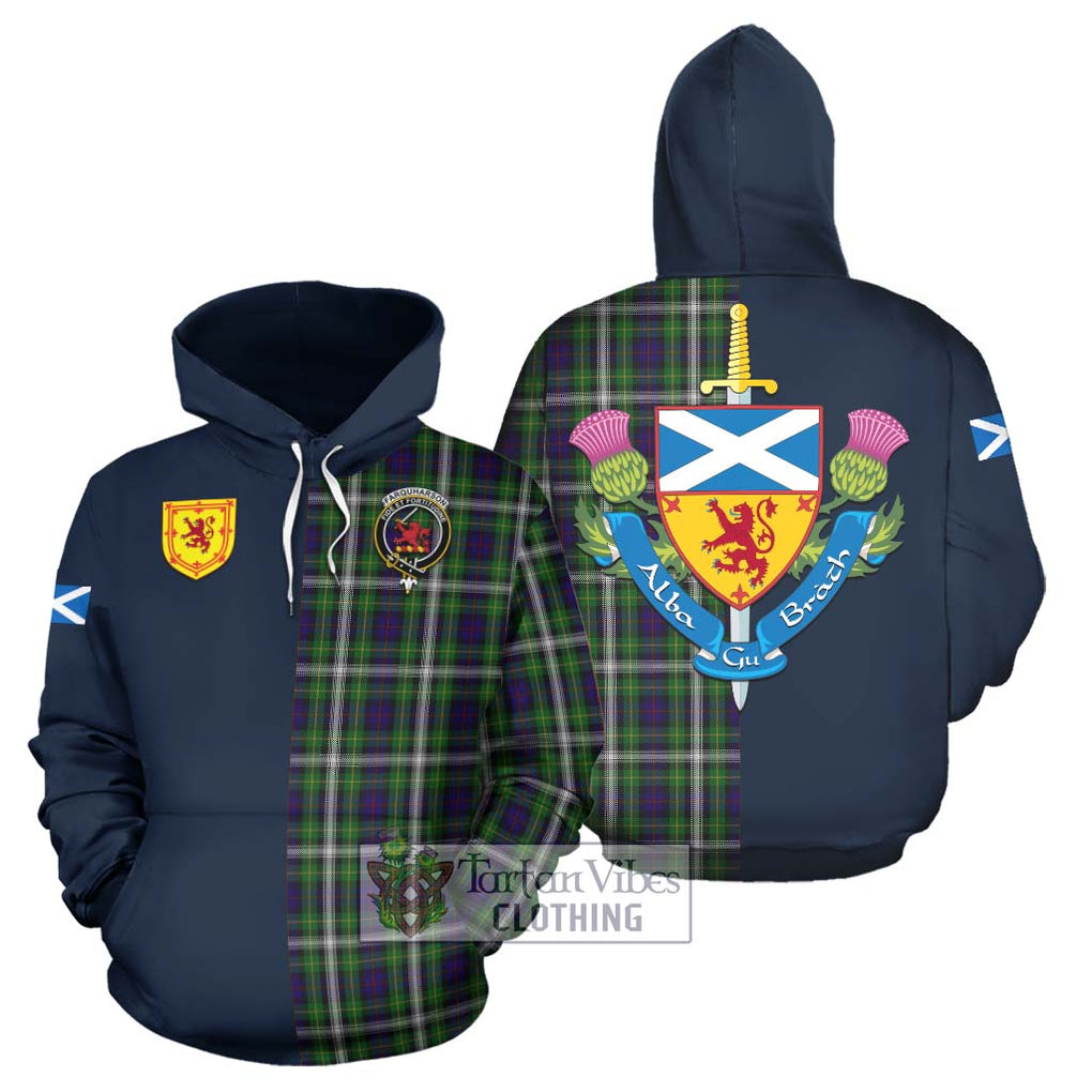 Tartan Vibes Clothing Farquharson Dress Tartan Hoodie with Scottish Lion Royal Arm Half Style