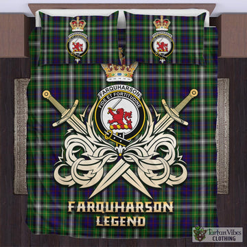Farquharson Dress Tartan Bedding Set with Clan Crest and the Golden Sword of Courageous Legacy