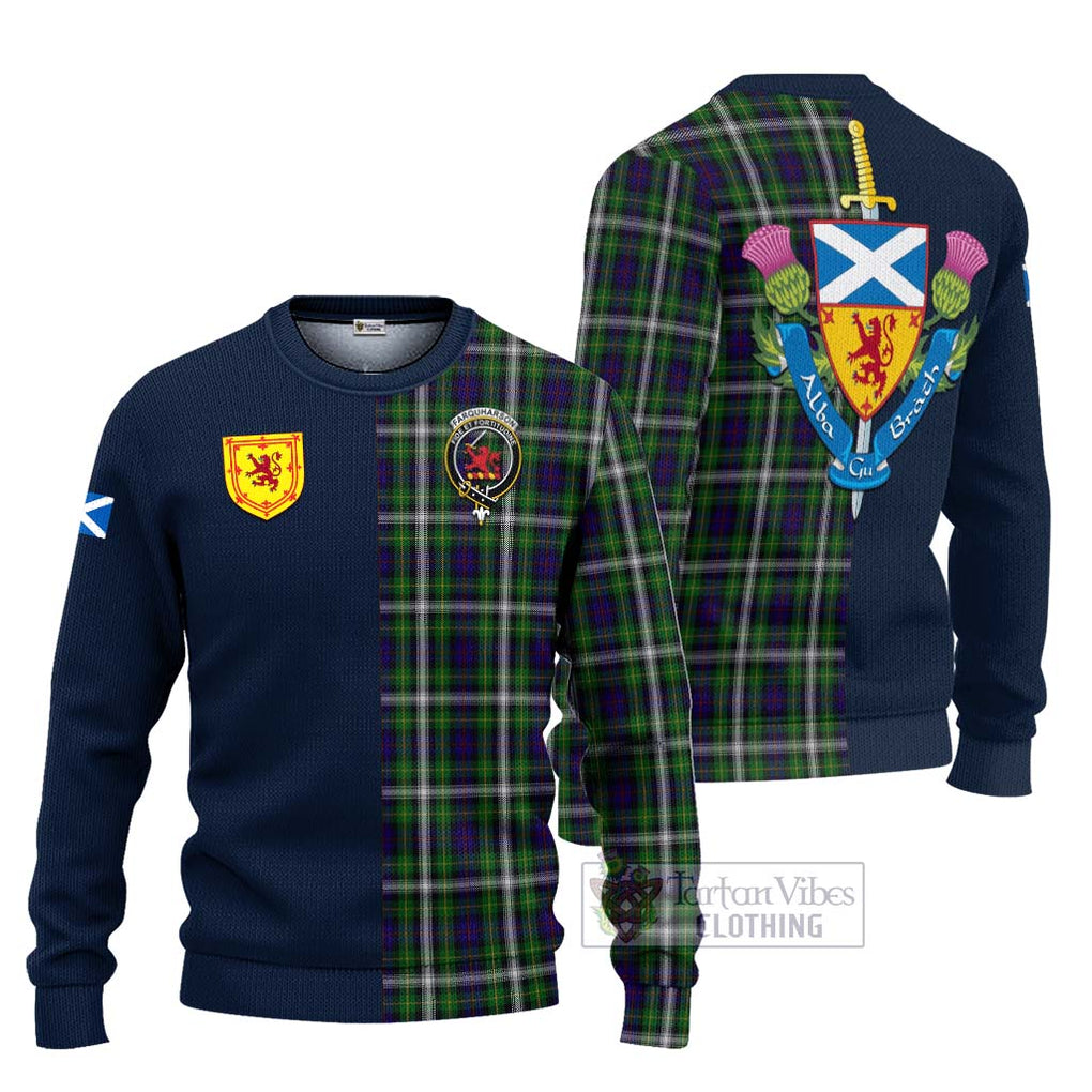 Tartan Vibes Clothing Farquharson Dress Tartan Knitted Sweater with Scottish Lion Royal Arm Half Style