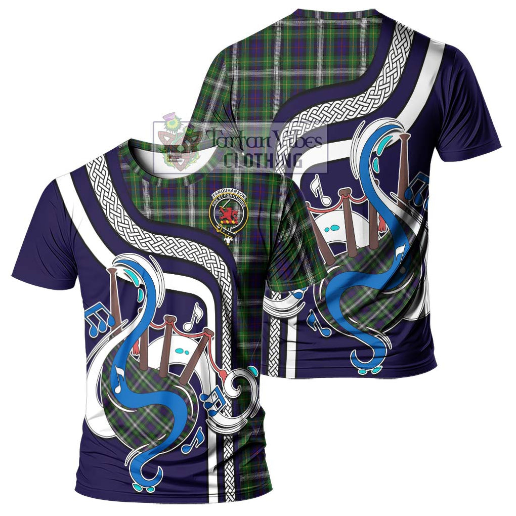 Farquharson Dress Tartan T-Shirt with Epic Bagpipe Style - Tartanvibesclothing Shop