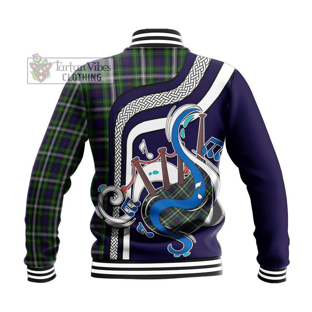 Tartan Vibes Clothing Farquharson Dress Tartan Baseball Jacket with Epic Bagpipe Style