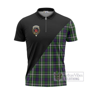 Farquharson Dress Tartan Zipper Polo Shirt with Family Crest and Military Logo Style