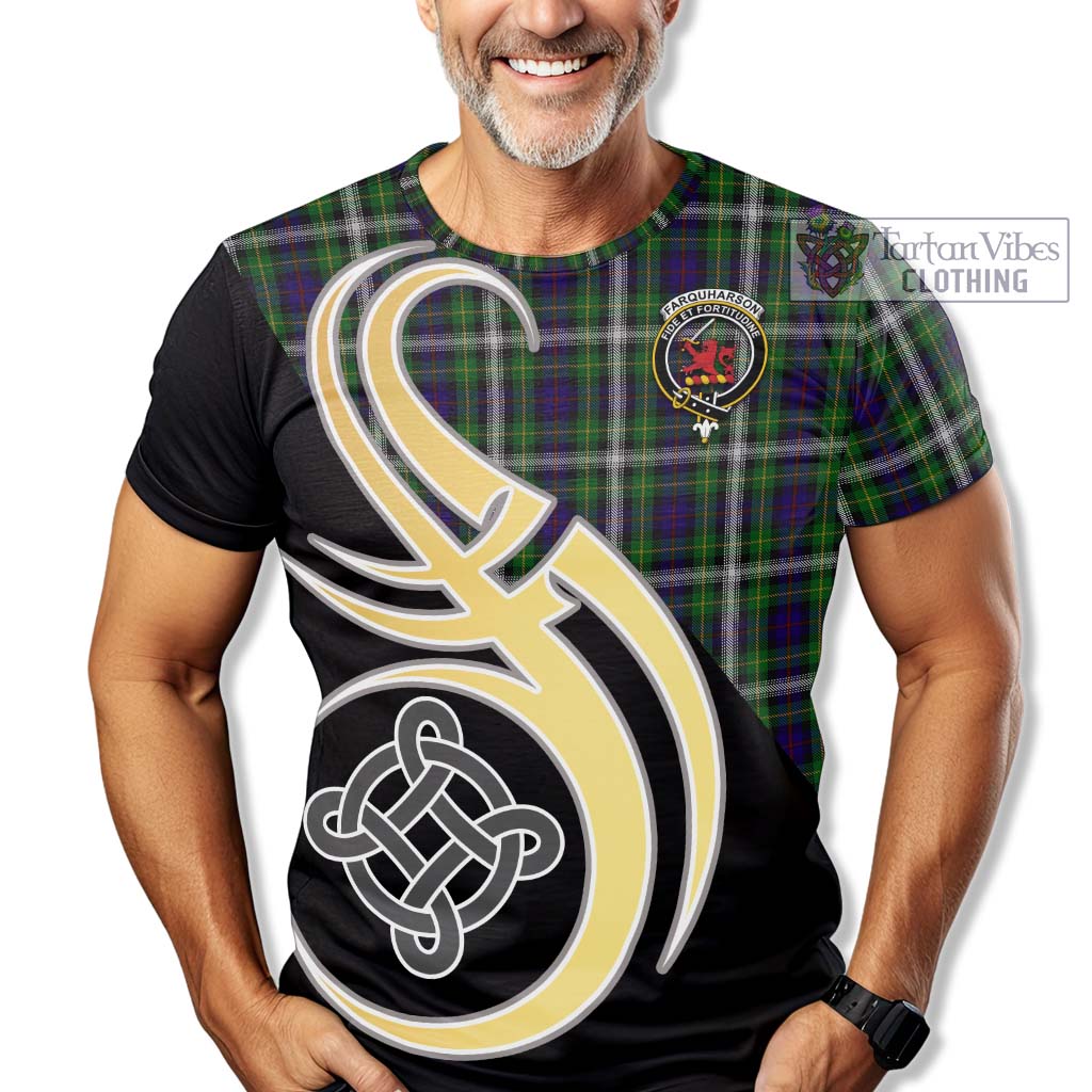 Tartan Vibes Clothing Farquharson Dress Tartan T-Shirt with Family Crest and Celtic Symbol Style