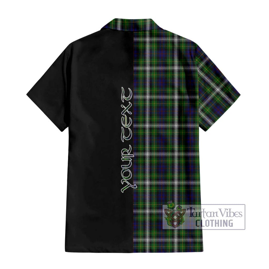 Farquharson Dress Tartan Short Sleeve Button Shirt with Family Crest and Half Of Me Style - Tartanvibesclothing Shop