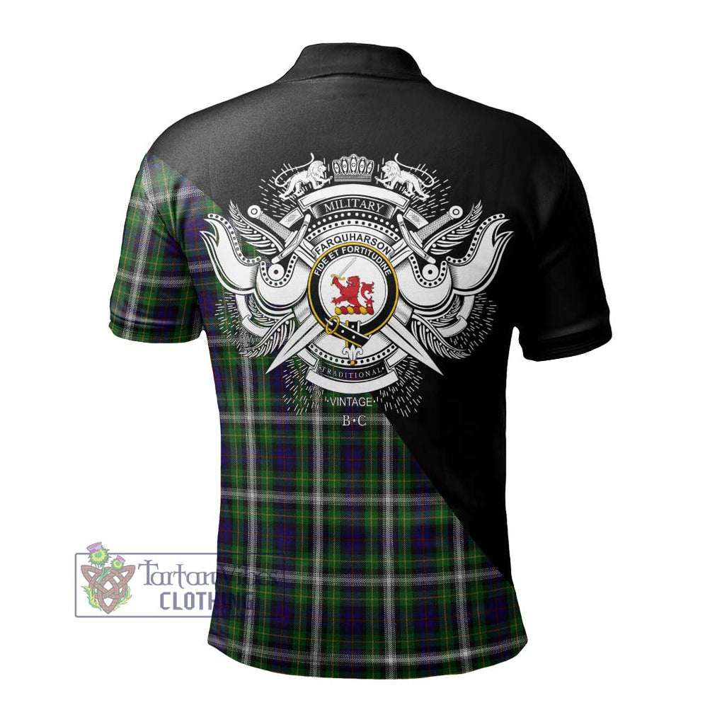 Farquharson Dress Tartan Polo Shirt with Family Crest and Military Logo Style - Tartanvibesclothing Shop