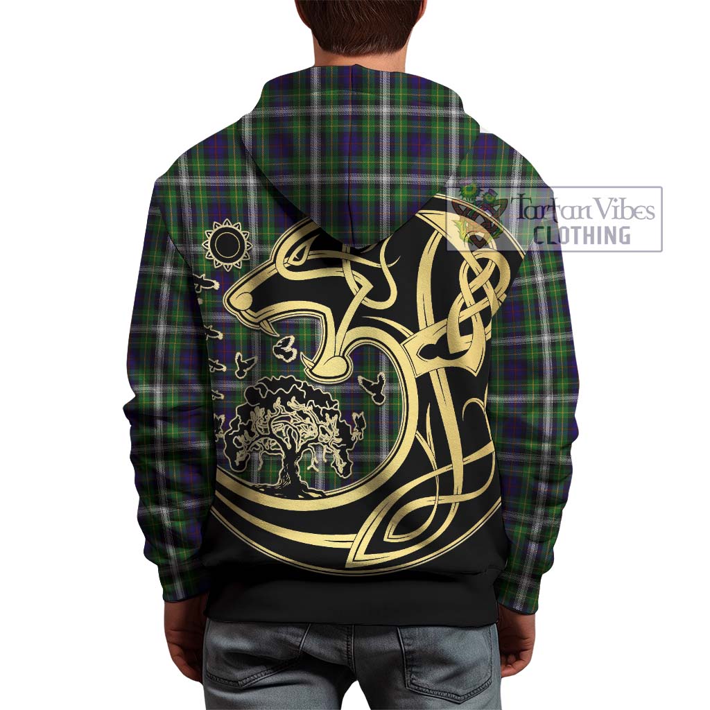 Tartan Vibes Clothing Farquharson Dress Tartan Hoodie with Family Crest Celtic Wolf Style