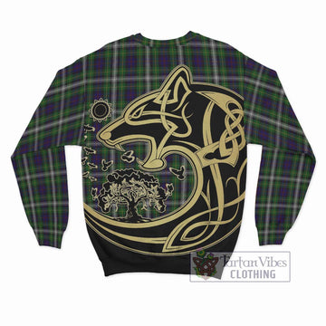Farquharson Dress Tartan Sweatshirt with Family Crest Celtic Wolf Style