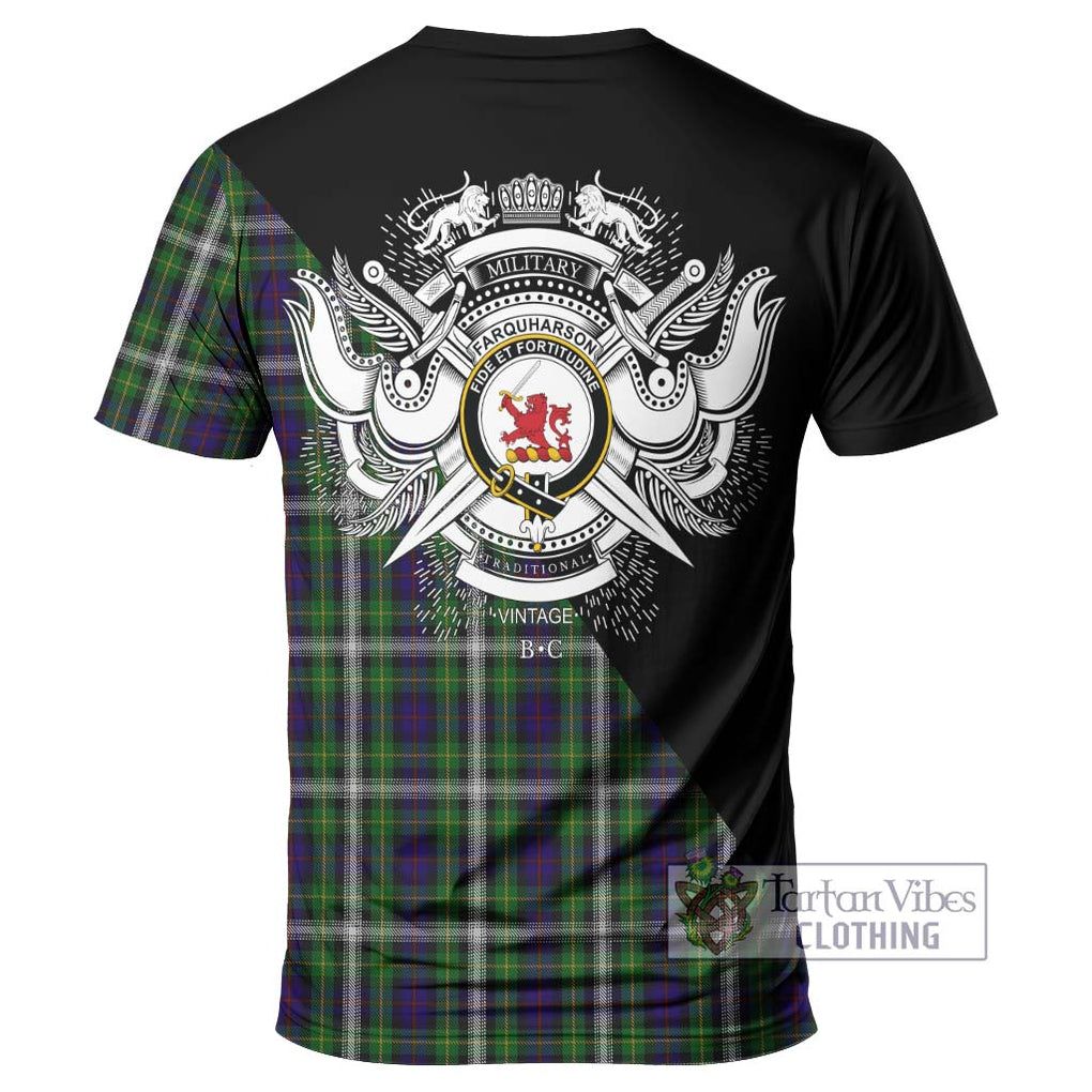 Farquharson Dress Tartan T-Shirt with Family Crest and Military Logo Style - Tartanvibesclothing Shop