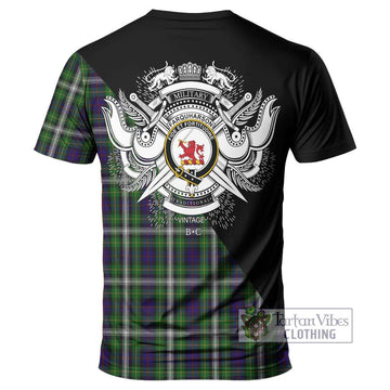 Farquharson Dress Tartan T-Shirt with Family Crest and Military Logo Style