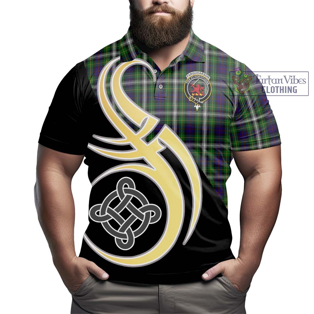 Tartan Vibes Clothing Farquharson Dress Tartan Polo Shirt with Family Crest and Celtic Symbol Style