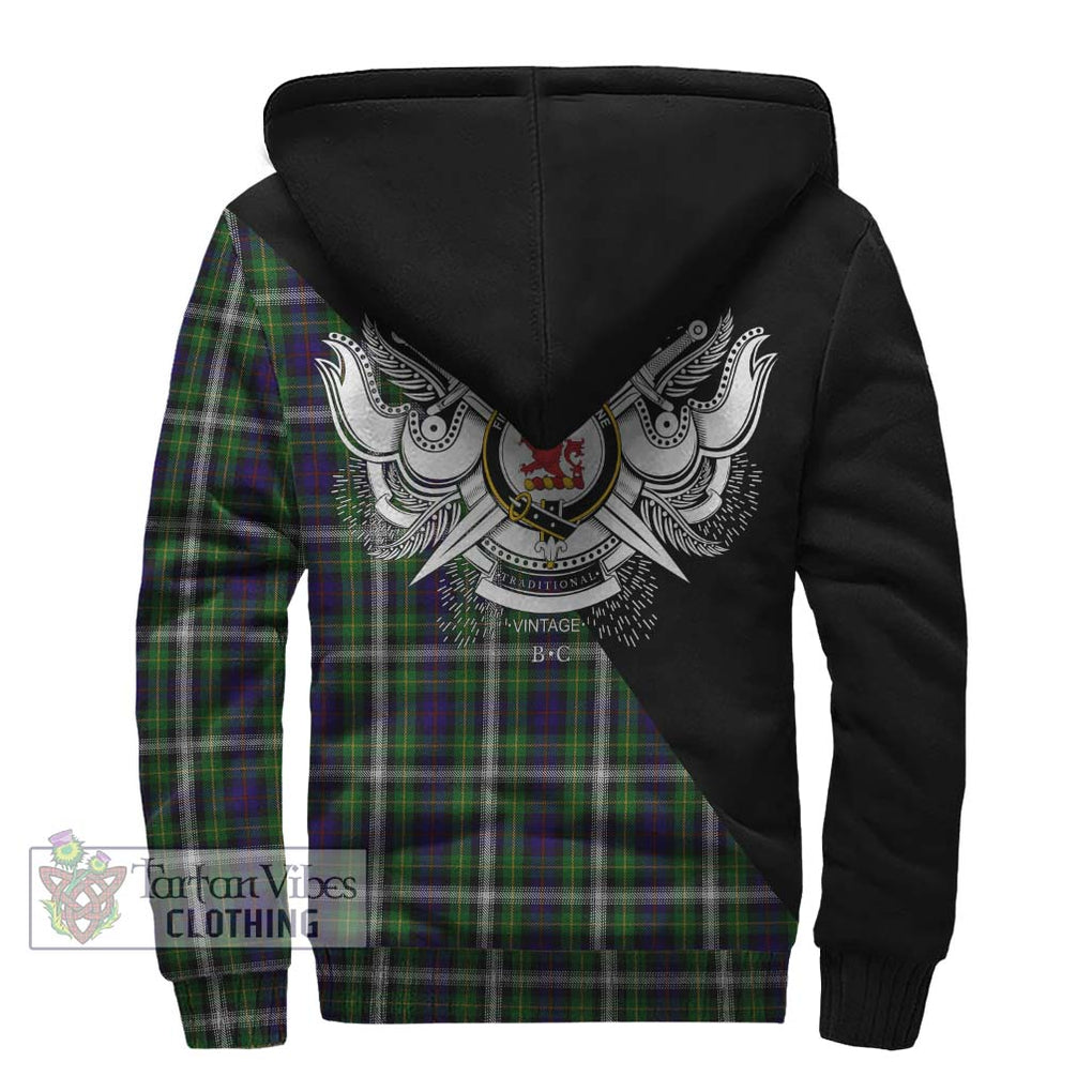 Farquharson Dress Tartan Sherpa Hoodie with Family Crest and Military Logo Style - Tartanvibesclothing Shop