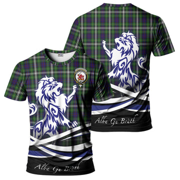 Farquharson Dress Tartan T-Shirt with Alba Gu Brath Regal Lion Emblem