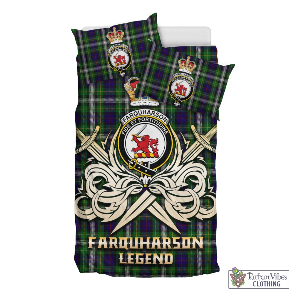 Tartan Vibes Clothing Farquharson Dress Tartan Bedding Set with Clan Crest and the Golden Sword of Courageous Legacy