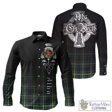 Farquharson Dress Tartan Long Sleeve Button Up Featuring Alba Gu Brath Family Crest Celtic Inspired