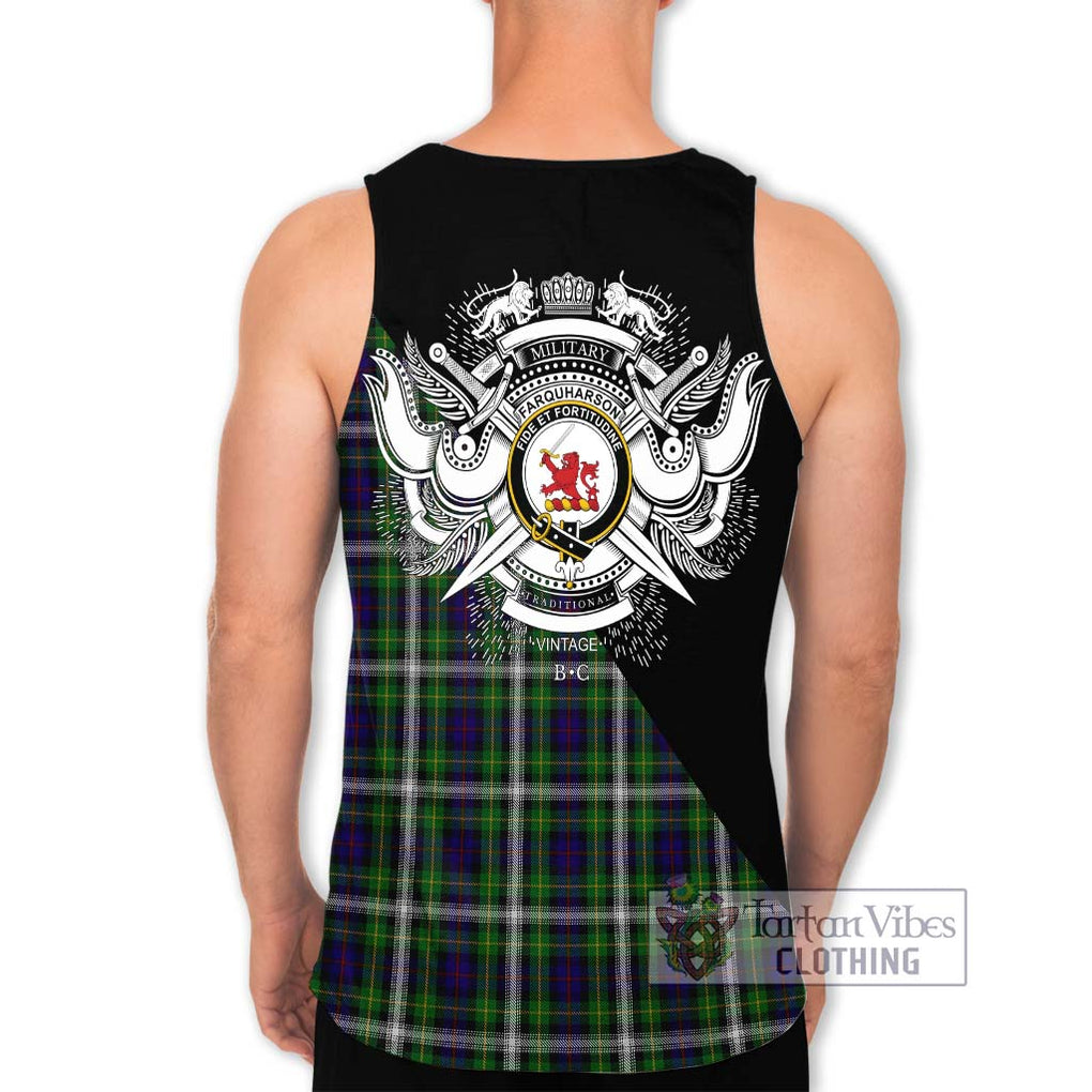 Farquharson Dress Tartan Men's Tank Top with Family Crest and Military Logo Style - Tartanvibesclothing Shop