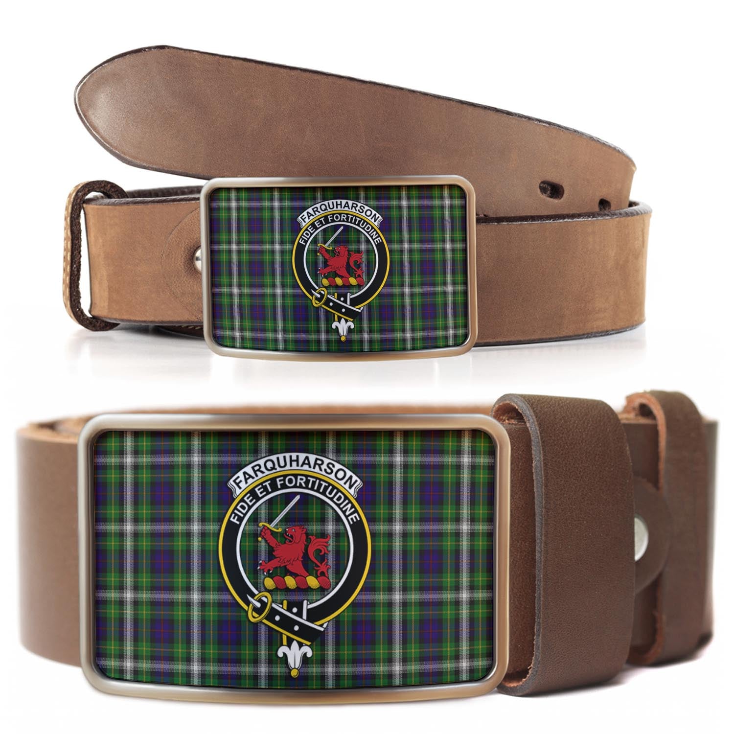 Farquharson Dress Tartan Belt Buckles with Family Crest - Tartan Vibes Clothing