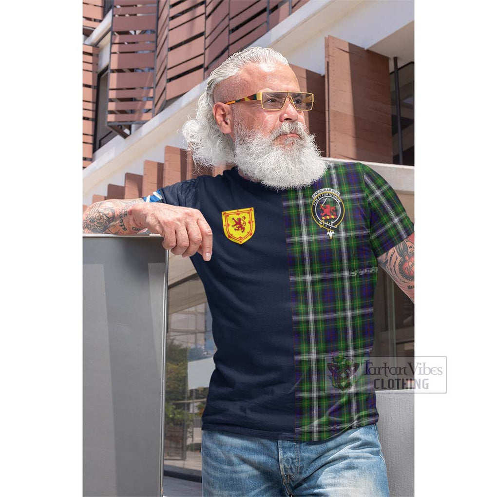 Tartan Vibes Clothing Farquharson Dress Tartan Cotton T-shirt with Scottish Lion Royal Arm Half Style