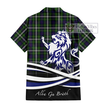 Farquharson Dress Tartan Short Sleeve Button Shirt with Alba Gu Brath Regal Lion Emblem