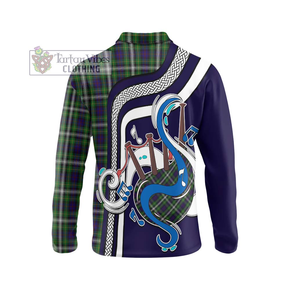 Tartan Vibes Clothing Farquharson Dress Tartan Long Sleeve Polo Shirt with Epic Bagpipe Style