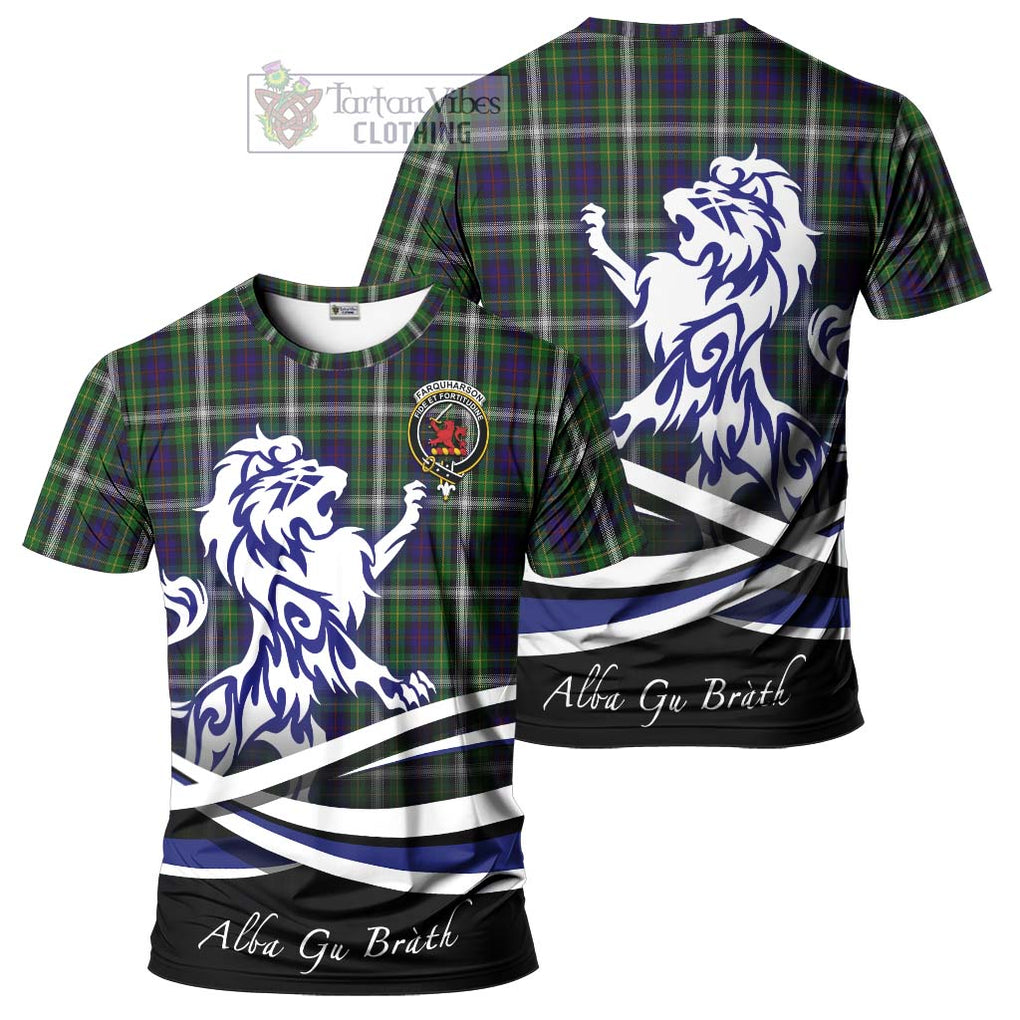 Tartan Vibes Clothing Farquharson Dress Tartan Cotton T-shirt with Alba Gu Brath Regal Lion Emblem