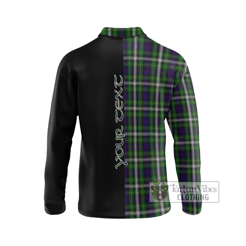 Farquharson Dress Tartan Long Sleeve Polo Shirt with Family Crest and Half Of Me Style - Tartanvibesclothing Shop