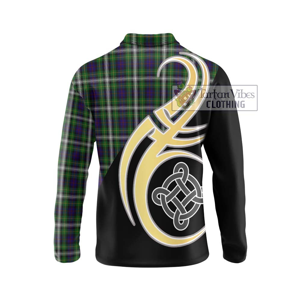 Farquharson Dress Tartan Long Sleeve Polo Shirt with Family Crest and Celtic Symbol Style - Tartan Vibes Clothing