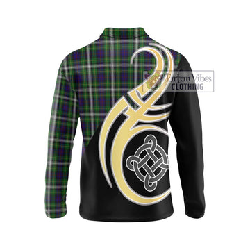 Farquharson Dress Tartan Long Sleeve Polo Shirt with Family Crest and Celtic Symbol Style