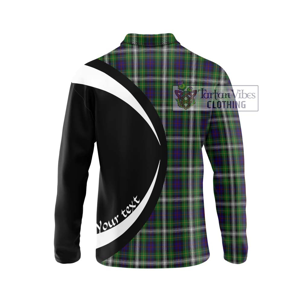 Farquharson Dress Tartan Long Sleeve Polo Shirt with Family Crest Circle Style - Tartan Vibes Clothing