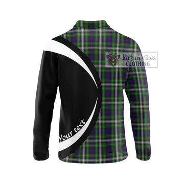 Farquharson Dress Tartan Long Sleeve Polo Shirt with Family Crest Circle Style