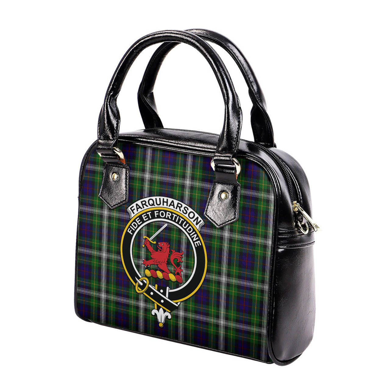 Farquharson Dress Tartan Shoulder Handbags with Family Crest - Tartanvibesclothing