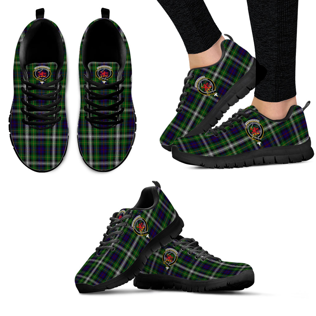 Farquharson Dress Tartan Sneakers with Family Crest - Tartan Vibes Clothing